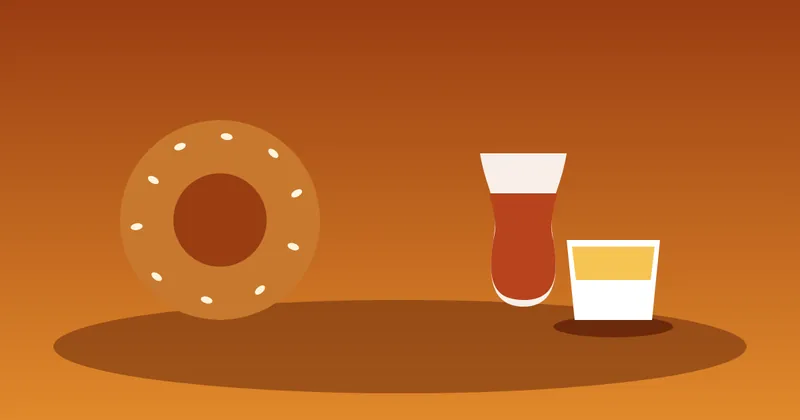 A simit and a glass of Turkish tea