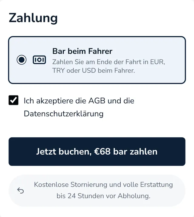 Zusammenfassung prüfen und Buchung absenden