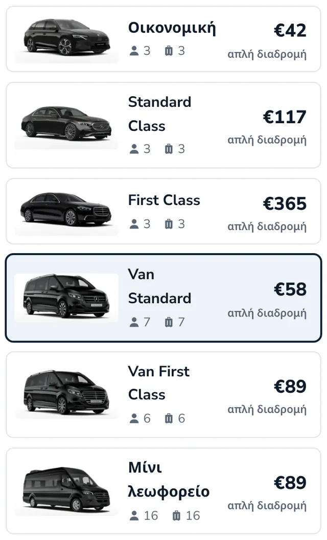 Επιλέξτε όχημα και δείτε τη σταθερή τιμή