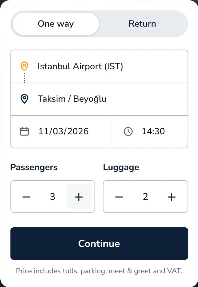 Choose your route, date and passengers