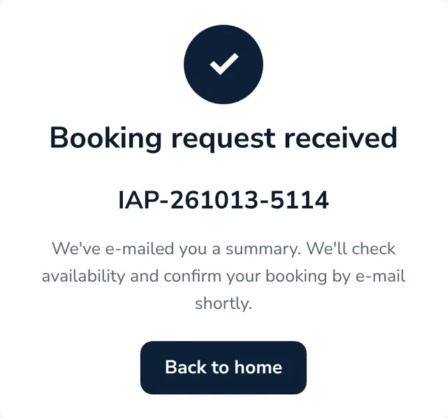 Booking request received