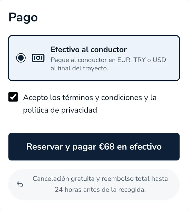 Revise el resumen y envíe su reserva