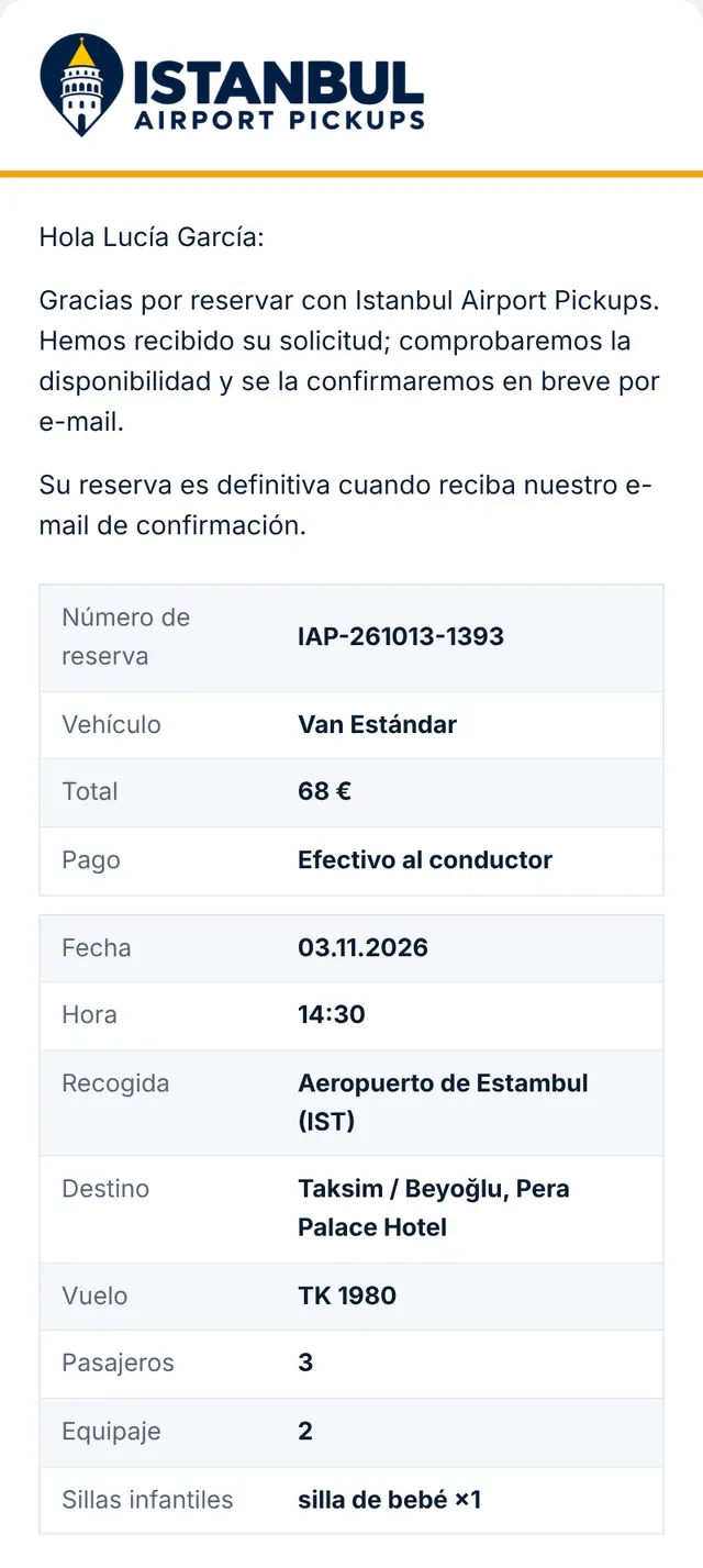 E-mail 1: hemos recibido su solicitud