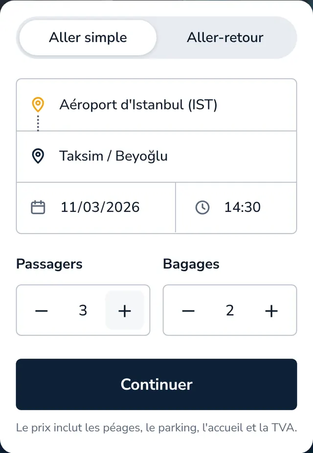Choisissez trajet, date et passagers