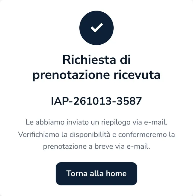Richiesta di prenotazione ricevuta