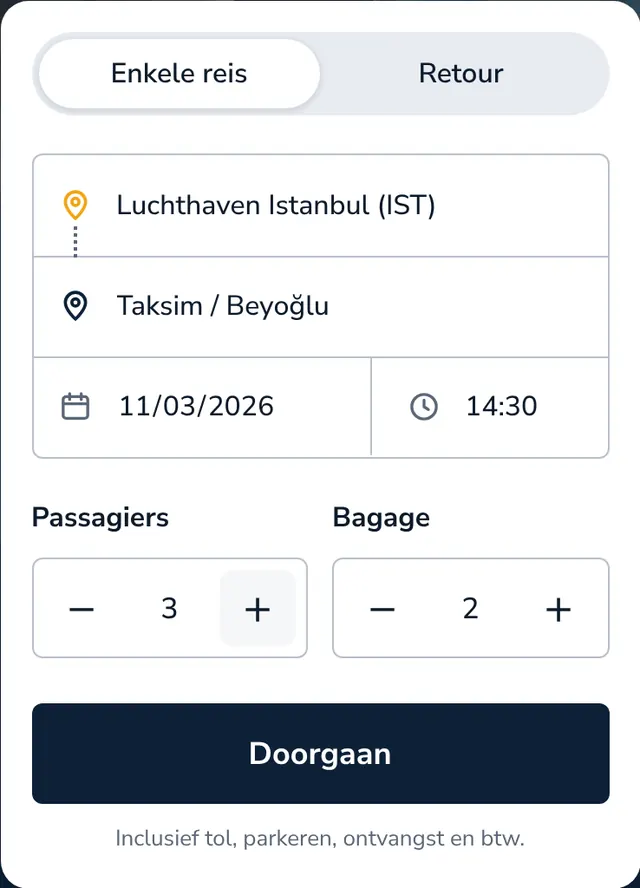 Kies uw route, datum en passagiers