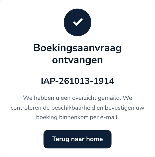 Boekingsaanvraag ontvangen