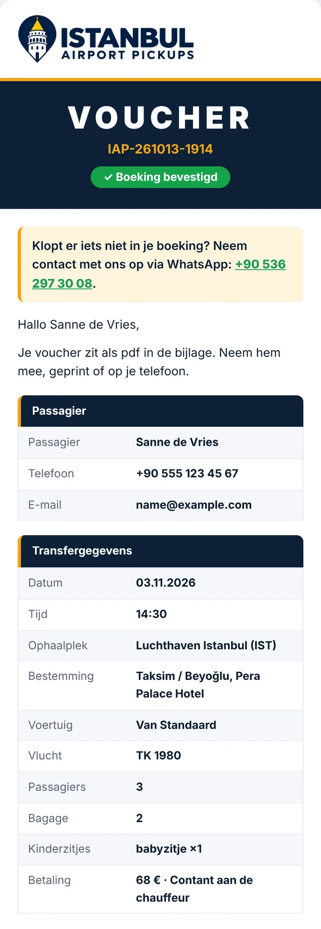 E-mail 2: boeking bevestigd, met uw voucher