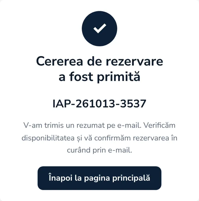 Cererea de rezervare a fost primită