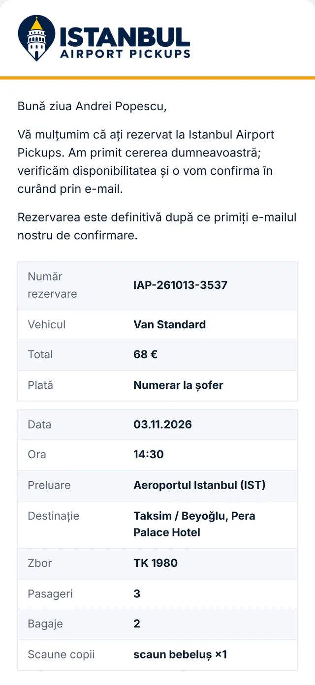 E-mailul 1: v-am primit cererea