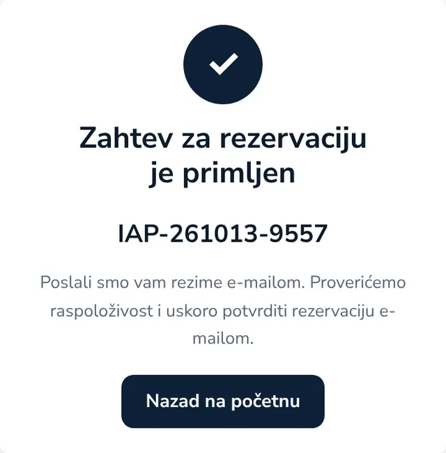 Zahtev za rezervaciju je primljen