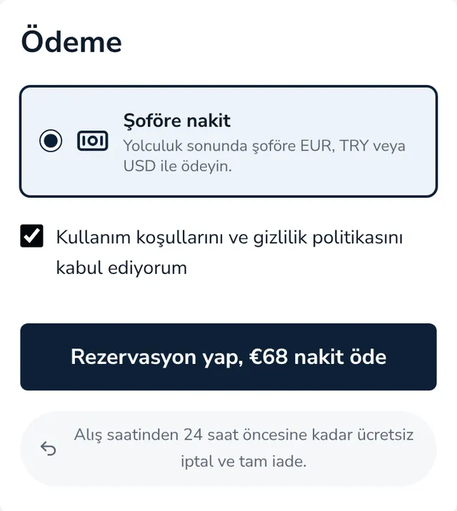 Özeti kontrol edin, rezervasyonu gönderin