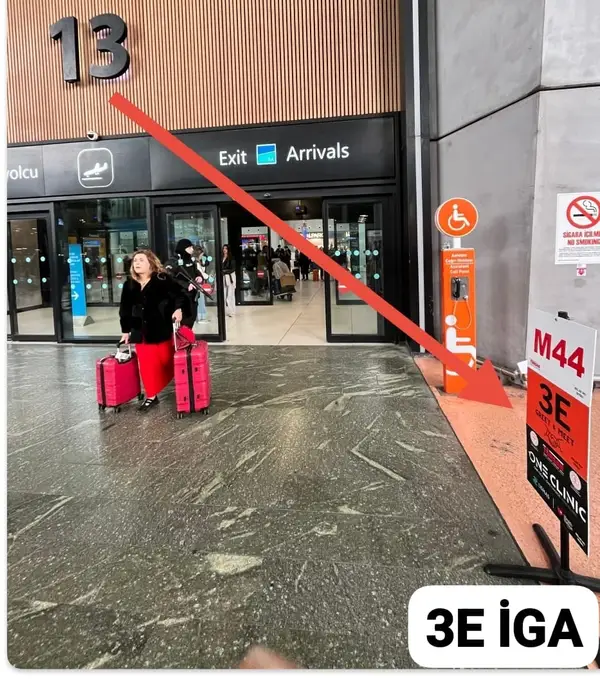 Follow the signs to Exit 13. As soon as you walk out, the 3E sign stands on your left.
